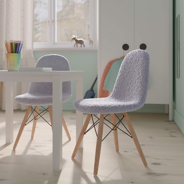 Flash Furniture 2PK Gray Kids Faux Sherpa Chairs - Wood Legs, 2PK - DL-DA2018-2-GY-2-GG