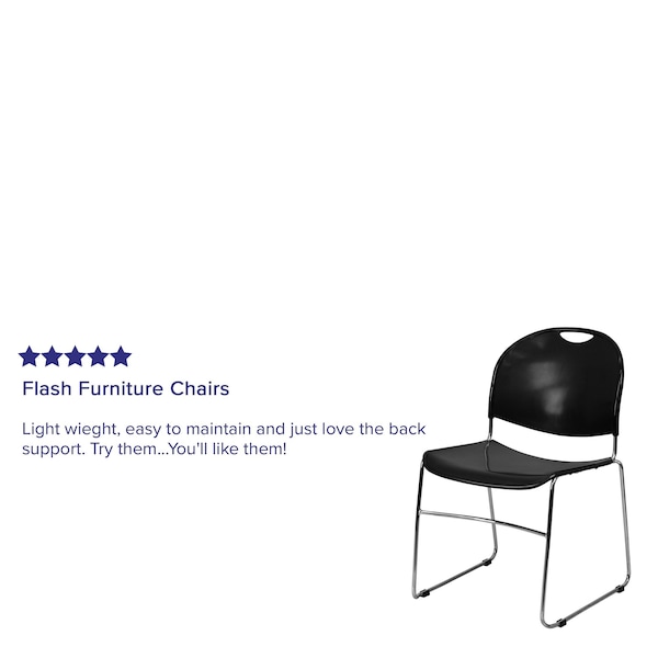 Flash Furniture Black Stack Chair-Chrome Frame - 5-RUT-188-BK-CHR-GG