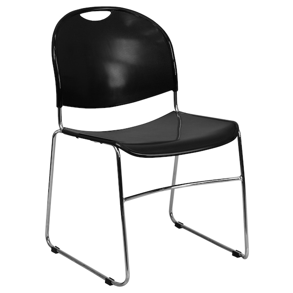 Flash Furniture Black Stack Chair-Chrome Frame - 5-RUT-188-BK-CHR-GG