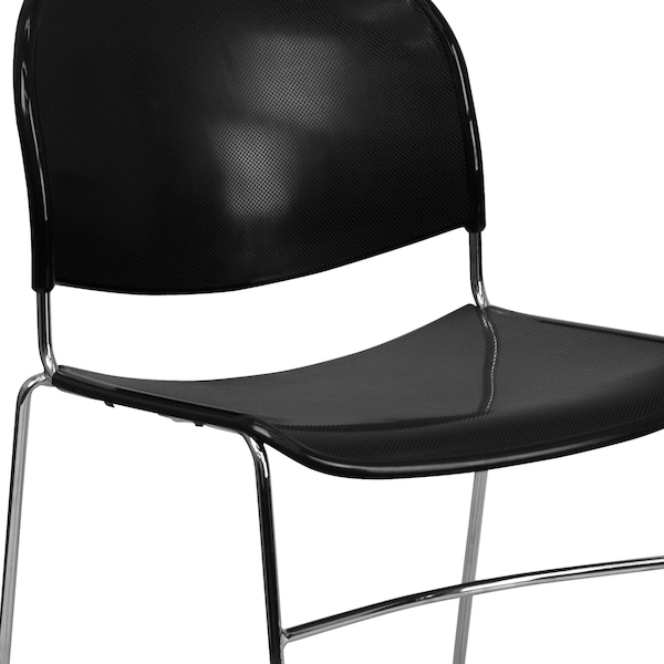 Flash Furniture Black Stack Chair-Chrome Frame - 5-RUT-188-BK-CHR-GG
