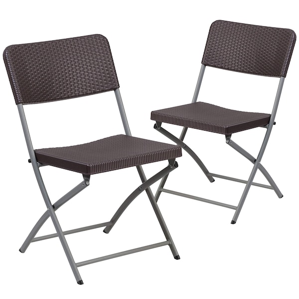 Flash Furniture Brown Rattan Plastic Chair - 2-DAD-YCZ-61-GG
