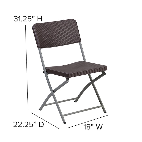 Flash Furniture Brown Rattan Plastic Chair - 2-DAD-YCZ-61-GG