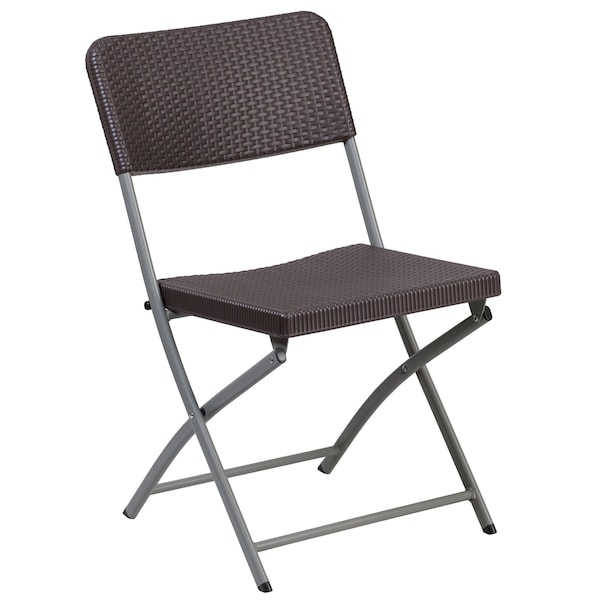 Flash Furniture Brown Rattan Plastic Chair - 2-DAD-YCZ-61-GG