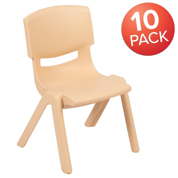 Flash Furniture Natural Plastic Stackable School Chair with 10.5" Seat Height, PK10 - 10-YU-YCX-003-NAT-GG