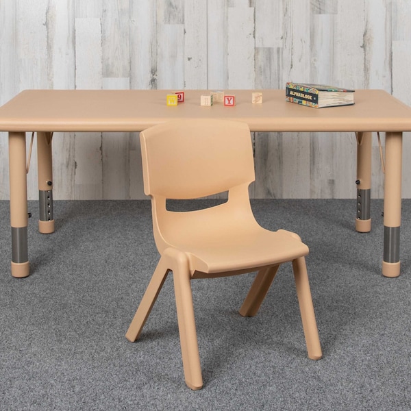 Flash Furniture Natural Plastic Stackable School Chair with 10.5" Seat Height, PK10 - 10-YU-YCX-003-NAT-GG
