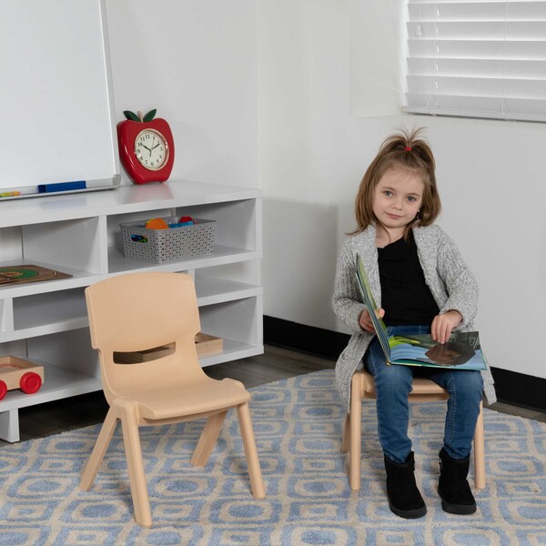 Flash Furniture Natural Plastic Stackable School Chair with 10.5" Seat Height, PK10 - 10-YU-YCX-003-NAT-GG
