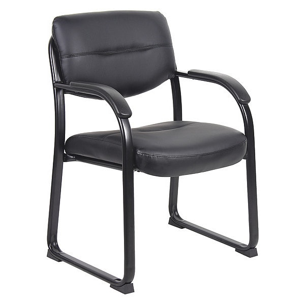 Boss Side Chair, Black Back, 23 in W 24-1/2" L 34-1/2" H, Fixed, Leather Seat - B9519