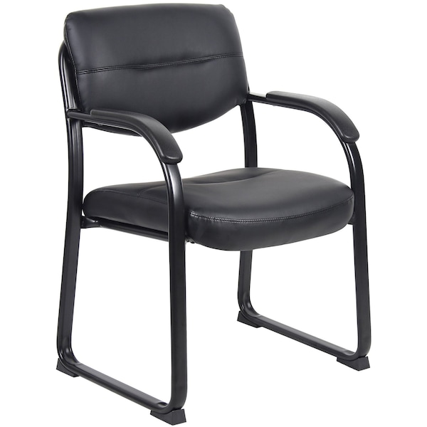 Boss Side Chair, Black Back, 23 in W 24-1/2" L 34-1/2" H, Fixed, Leather Seat - B9519