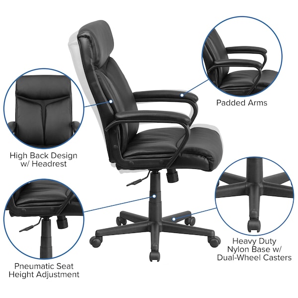 Flash Furniture Executive Chair, Black Seat, Leather Back - GO-2196-1-GG