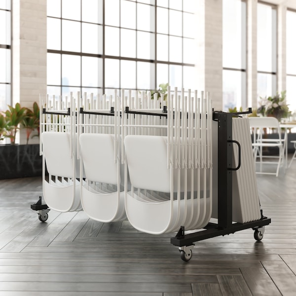 Flash Furniture Black Heavy Duty Small Mobile Chair & Table Cart - QIN-FRCW45425-GG
