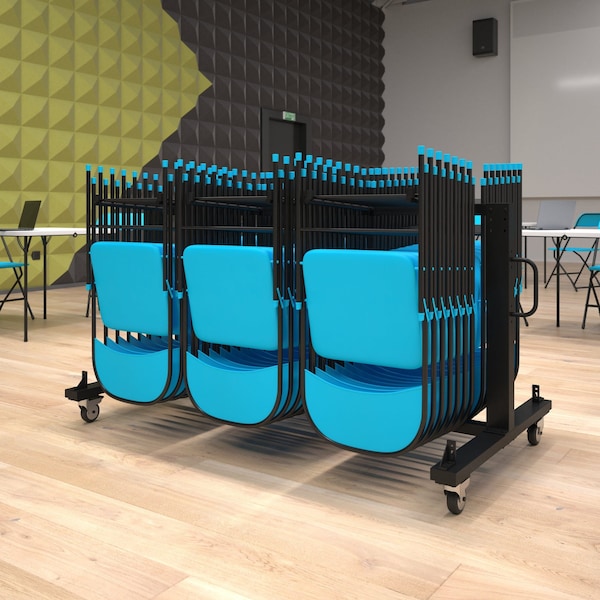 Flash Furniture Black Heavy Duty Small Mobile Chair & Table Cart - QIN-FRCW45425-GG
