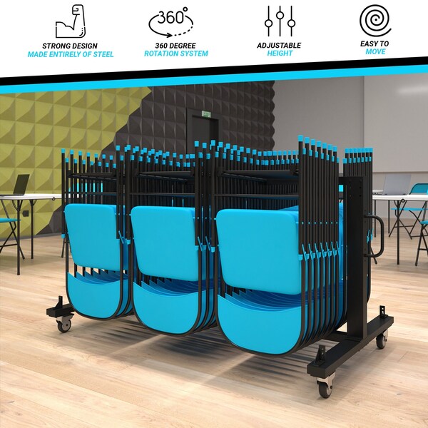 Flash Furniture Black Heavy Duty Small Mobile Chair & Table Cart - QIN-FRCW45425-GG