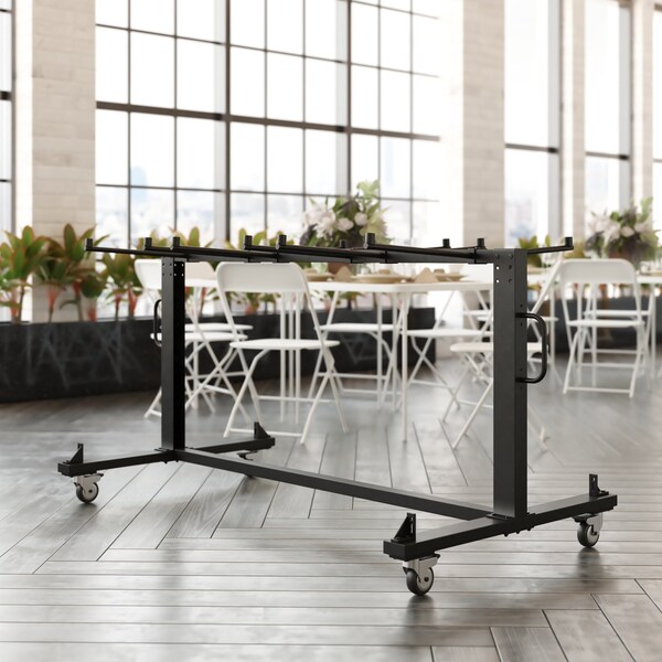 Flash Furniture Black Heavy Duty Small Mobile Chair & Table Cart - QIN-FRCW45425-GG