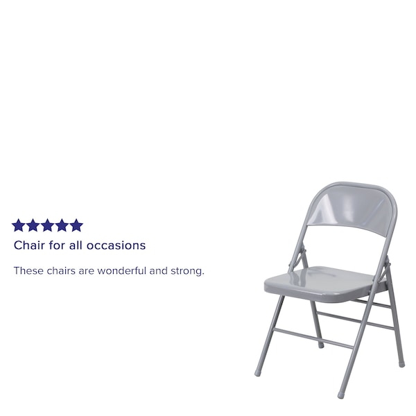 Flash Furniture Folding Chair, Metal, Gray - HF3-MC-309AS-GY-GG