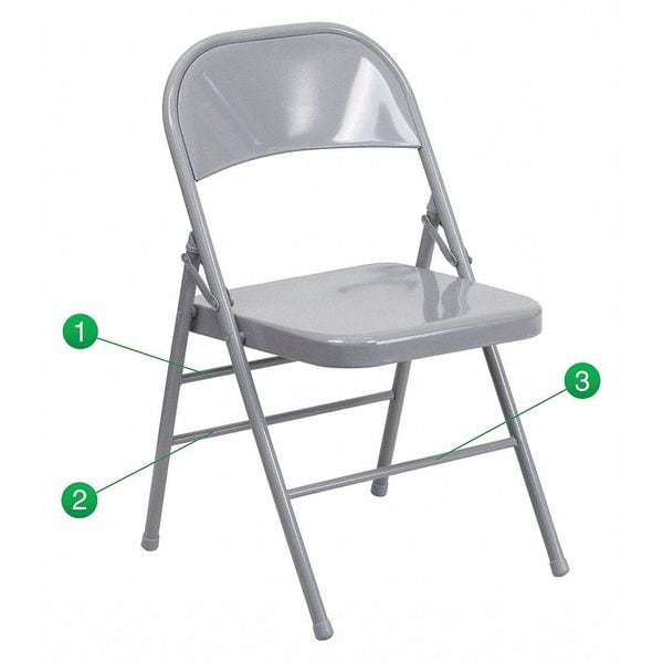 Flash Furniture Folding Chair, Metal, Gray - HF3-MC-309AS-GY-GG