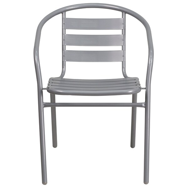 Flash Furniture Contemporary Restaurant Stack Chair, Silver Seat, Gray Back, 21.5 W 24" L 28.5 H, Integrated - TLH-017C-GG