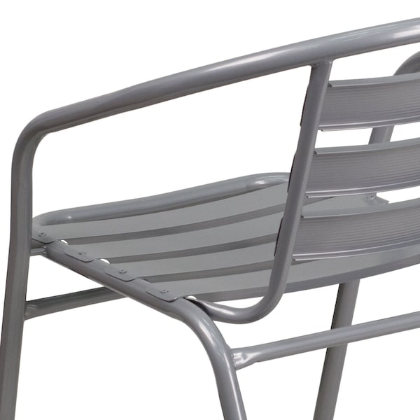 Flash Furniture Contemporary Restaurant Stack Chair, Silver Seat, Gray Back, 21.5 W 24" L 28.5 H, Integrated - TLH-017C-GG