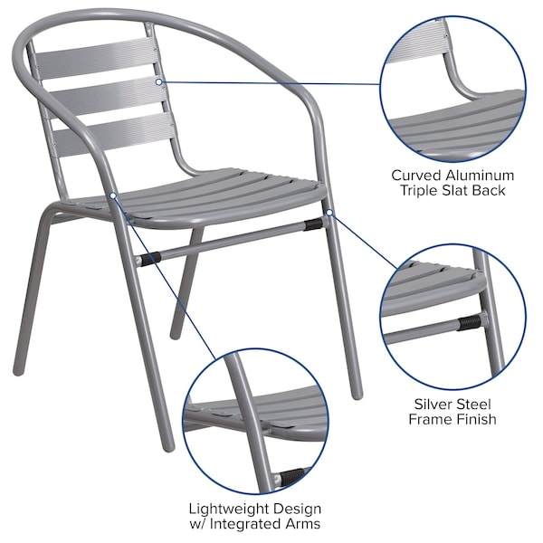 Flash Furniture Contemporary Restaurant Stack Chair, Silver Seat, Gray Back, 21.5 W 24" L 28.5 H, Integrated - TLH-017C-GG