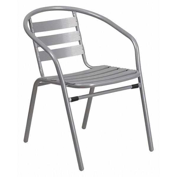 Flash Furniture Contemporary Restaurant Stack Chair, Silver Seat, Gray Back, 21.5 W 24" L 28.5 H, Integrated - TLH-017C-GG