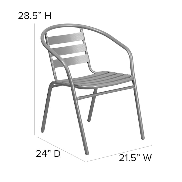 Flash Furniture Contemporary Restaurant Stack Chair, Silver Seat, Gray Back, 21.5 W 24" L 28.5 H, Integrated - TLH-017C-GG