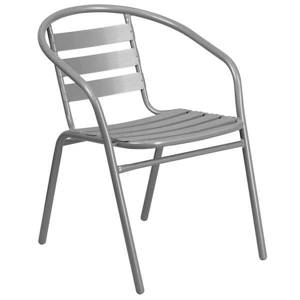 Flash Furniture Contemporary Restaurant Stack Chair, Silver Seat, Gray Back, 21.5 W 24" L 28.5 H, Integrated - TLH-017C-GG