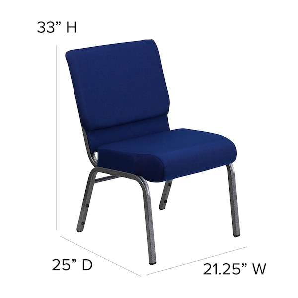 Flash Furniture Hercules Church Chair, Blue Back, 21-1/4 in W 25" L 33" H, Fabric Seat - FD-CH0221-4-SV-NB24-GG