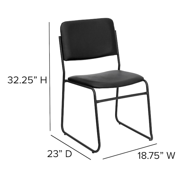 Flash Furniture Stack Chair, Sled Base, Black Vinyl - XU-8700-BLK-B-VYL-30-GG