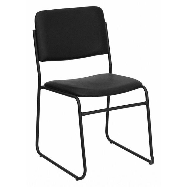 Flash Furniture Stack Chair, Sled Base, Black Vinyl - XU-8700-BLK-B-VYL-30-GG