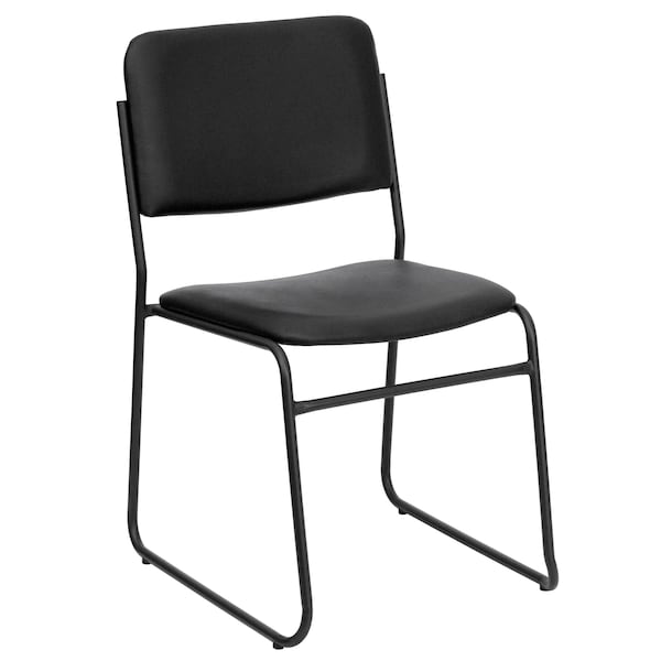 Flash Furniture Stack Chair, Sled Base, Black Vinyl - XU-8700-BLK-B-VYL-30-GG
