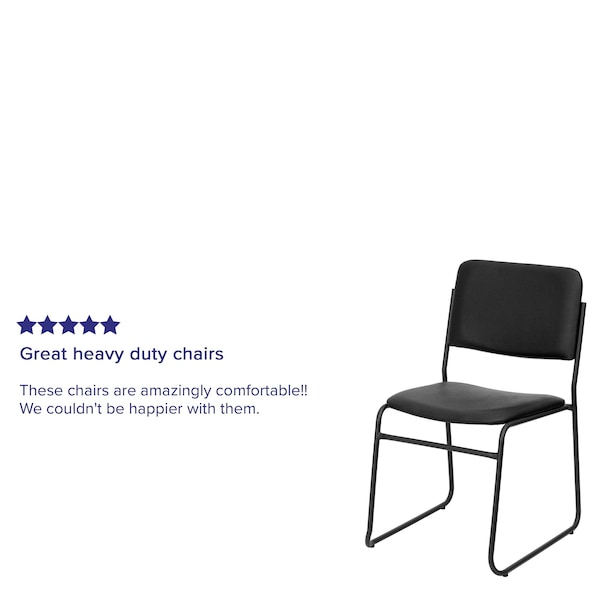 Flash Furniture Stack Chair, Sled Base, Black Vinyl - XU-8700-BLK-B-VYL-30-GG