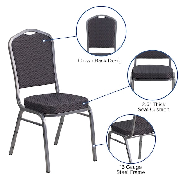 Flash Furniture Hercules Banquet Chair, Black Back, 17.25 W 20-1/4" L 38 H, Fabric Seat - HF-C01-SV-E26-BK-GG