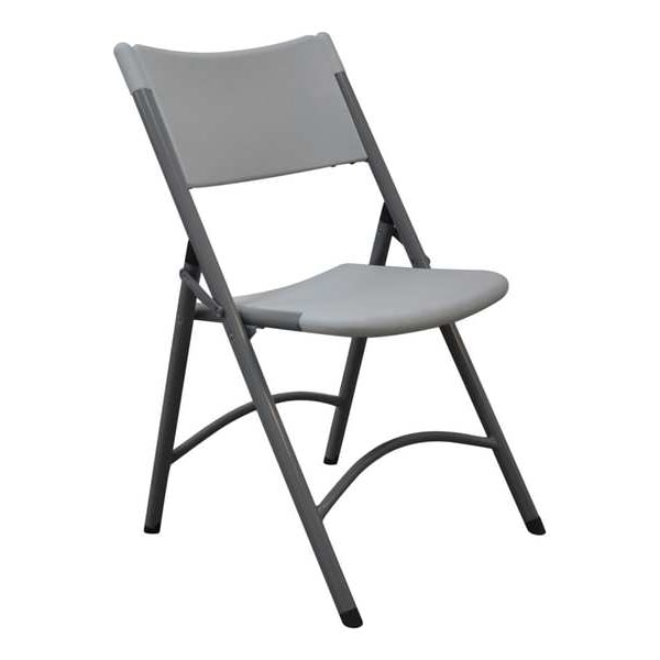 Zoro Select Folding Chair, Blow Molded, Gray, 300 lb. - 13V429