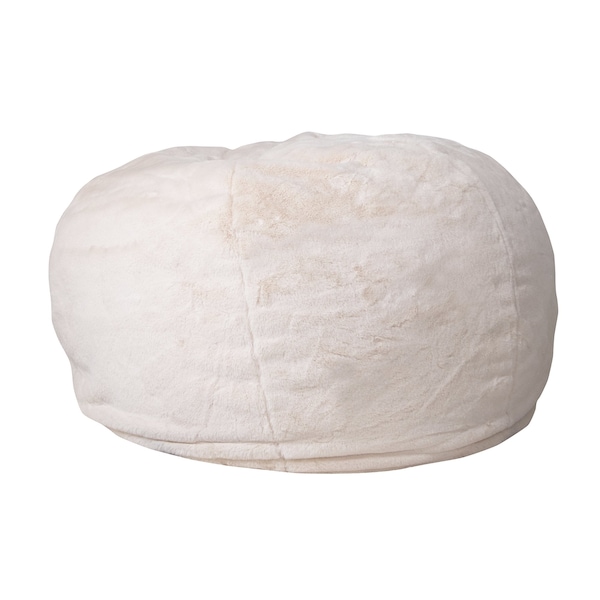 Flash Furniture Bean Bag Chair, White Back, 42 in W 42" L 19" H - DG-BEAN-LARGE-FUR-WH-GG