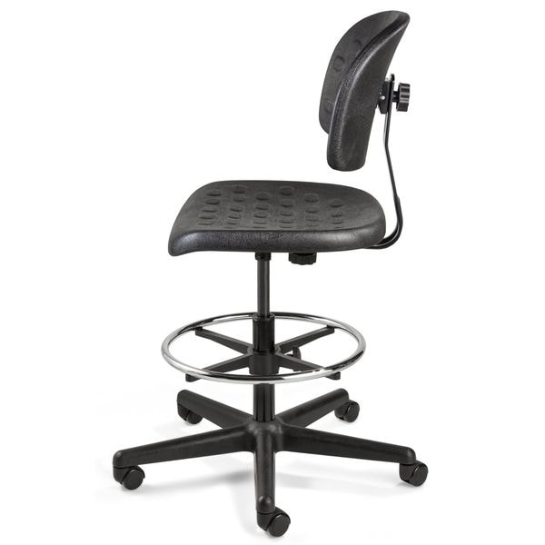 Bevco Task Chair Drafting Chair, No Arms, 22-1/2" to 32" Height, Polyurethane, Black - V7507HC