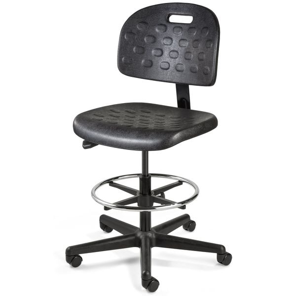 Bevco Task Chair Drafting Chair, No Arms, 22-1/2" to 32" Height, Polyurethane, Black - V7507HC