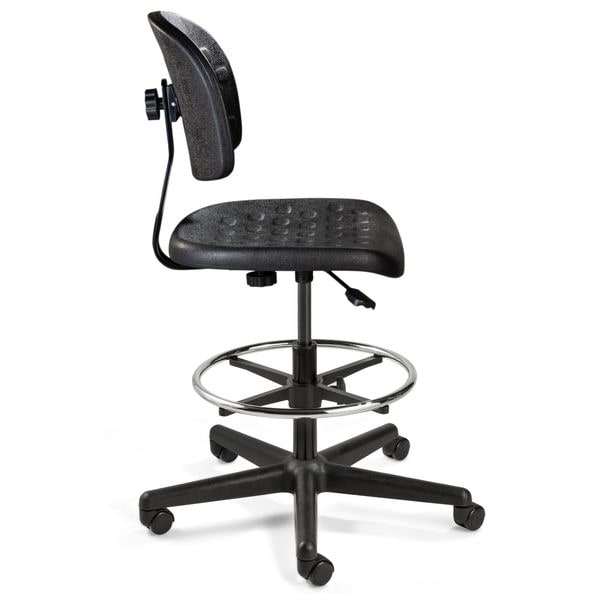 Bevco Task Chair Drafting Chair, No Arms, 22-1/2" to 32" Height, Polyurethane, Black - V7507HC