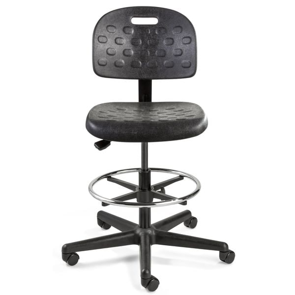Bevco Task Chair Drafting Chair, No Arms, 22-1/2" to 32" Height, Polyurethane, Black - V7507HC