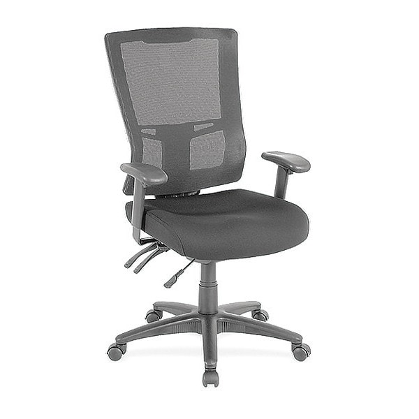 Lorell Executive Chair High-Back Mesh Chair, Fabric Black Seat, Adjustable Arms, 18" to 21-3/4" Height - LLR85561