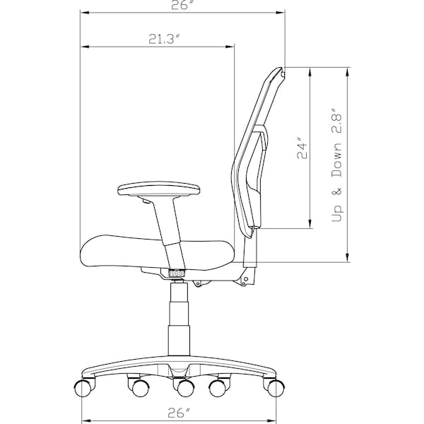 Lorell Executive Chair High-Back Mesh Chair, Fabric Black Seat, Adjustable Arms, 18" to 21-3/4" Height - LLR85561