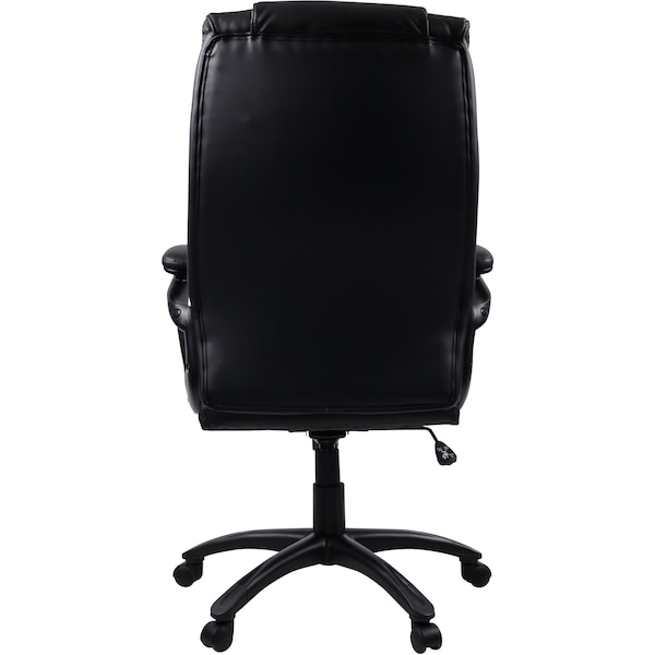 Lorell Executive Chair Black Base High-Back Leather Chair, Black, Adjustable Arms, Leather, Black - LLR59535