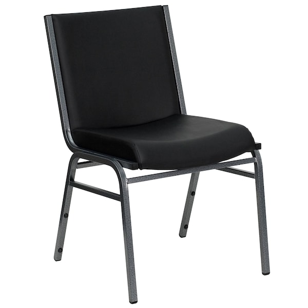 Flash Furniture Heavy Duty Black Vinyl Stack Chair - XU-60153-BK-VYL-GG