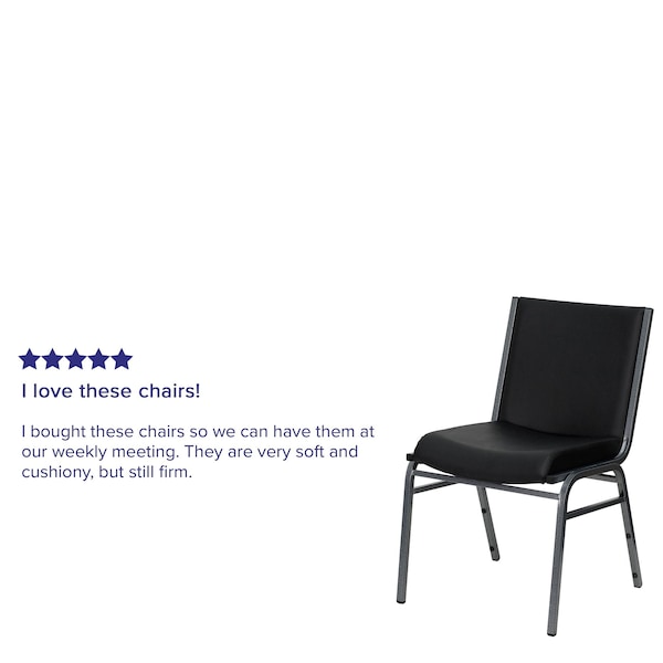 Flash Furniture Heavy Duty Black Vinyl Stack Chair - XU-60153-BK-VYL-GG