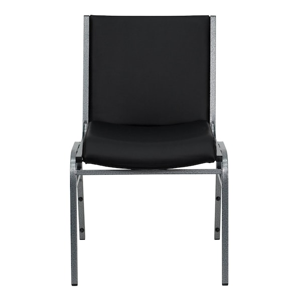 Flash Furniture Heavy Duty Black Vinyl Stack Chair - XU-60153-BK-VYL-GG