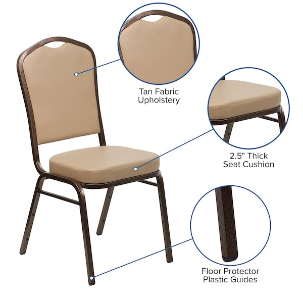 Flash Furniture Hercules Banquet Chair, Tan Back, 17-1/4 in W 20-1/4" L 38" H, Vinyl Seat - FD-C01-COPPER-TN-VY-GG