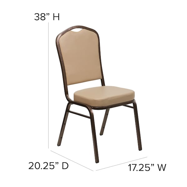 Flash Furniture Hercules Banquet Chair, Tan Back, 17-1/4 in W 20-1/4" L 38" H, Vinyl Seat - FD-C01-COPPER-TN-VY-GG