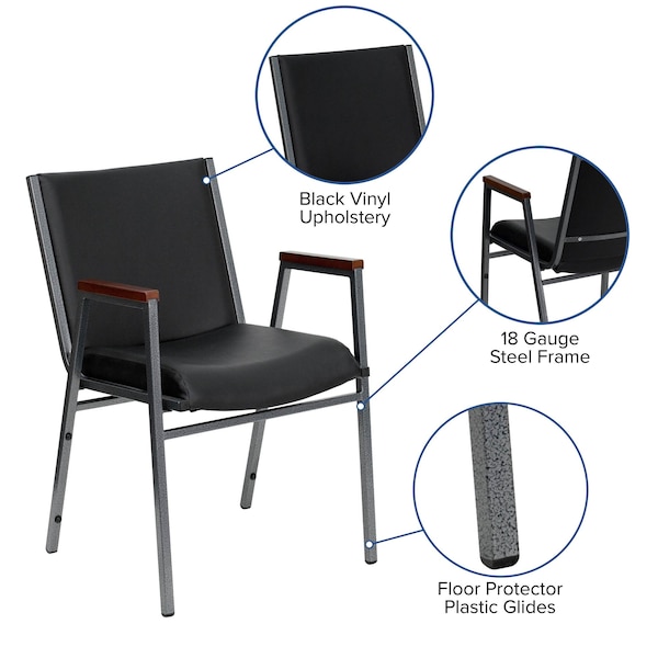 Flash Furniture Stack Armchair, Blk Frame Fnsh, Blk Vinyl - XU-60154-BK-VYL-GG