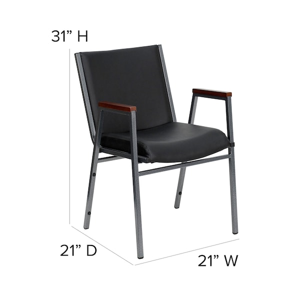 Flash Furniture Stack Armchair, Blk Frame Fnsh, Blk Vinyl - XU-60154-BK-VYL-GG
