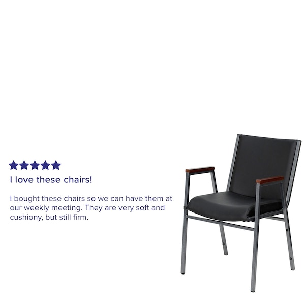 Flash Furniture Stack Armchair, Blk Frame Fnsh, Blk Vinyl - XU-60154-BK-VYL-GG