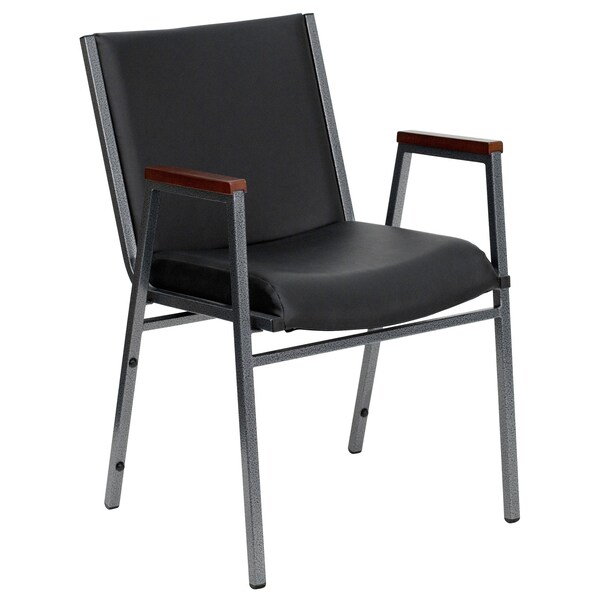 Flash Furniture Stack Armchair, Blk Frame Fnsh, Blk Vinyl - XU-60154-BK-VYL-GG