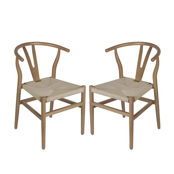 Flash Furniture Logan Wishbone Style Wood and Kraft Paper Stackable Dining Chair with Oak/Natural Finish, 2PK - 2-ZH-8101YS-OAK-NAT-GG